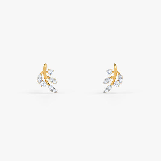 Gold Leafy Droplet Lab Grown Diamond Earrings