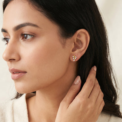 Gold Leafy Droplet Lab Grown Diamond Earrings