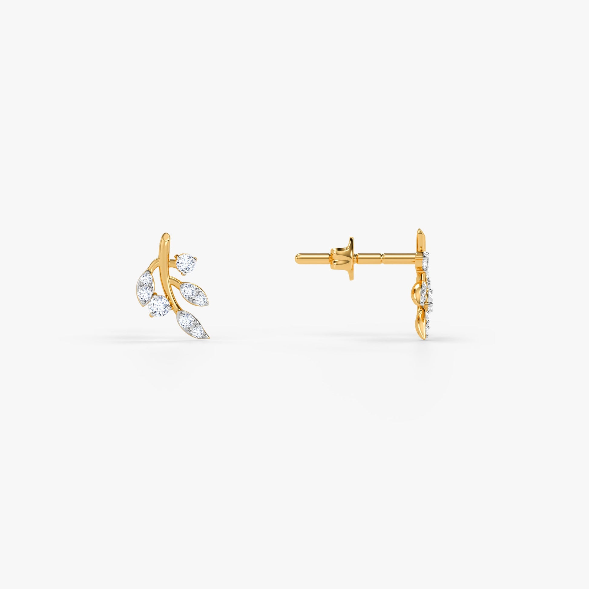 Gold Leafy Droplet Lab Grown Diamond Earrings