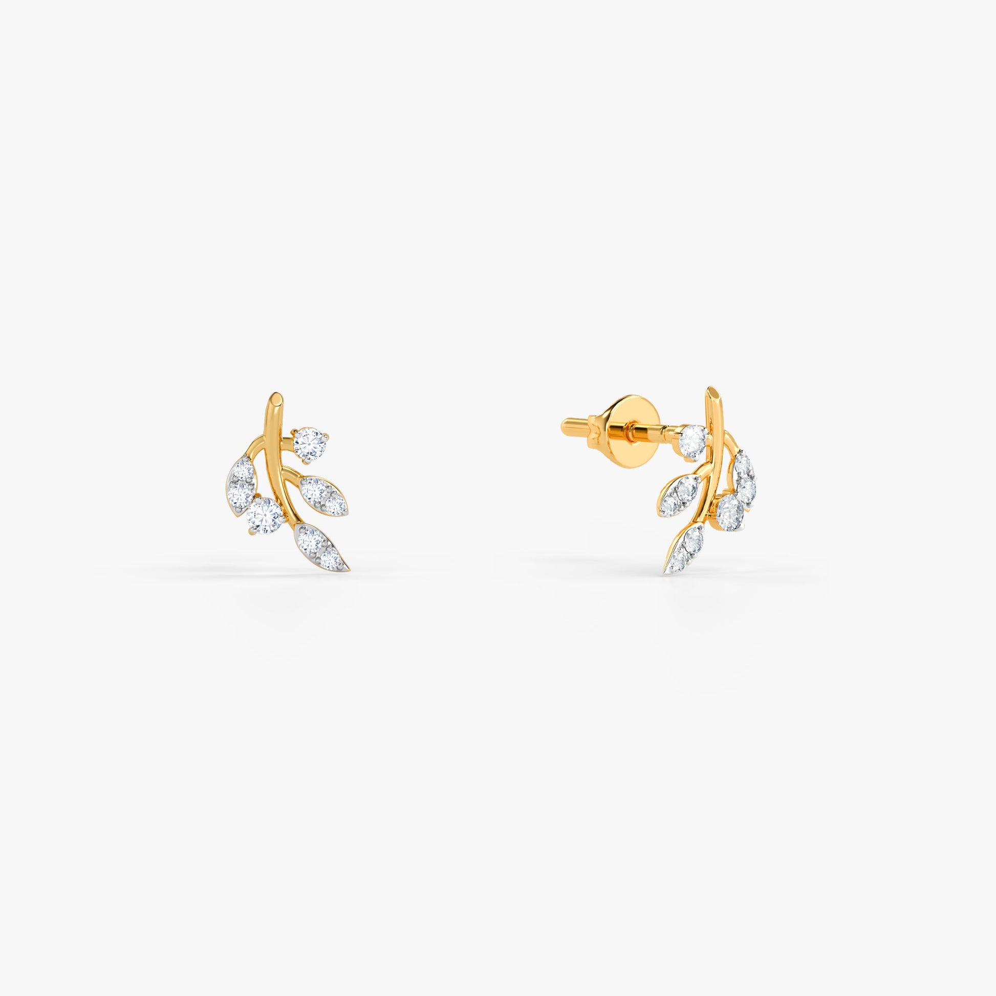 Gold Leafy Droplet Lab Grown Diamond Earrings