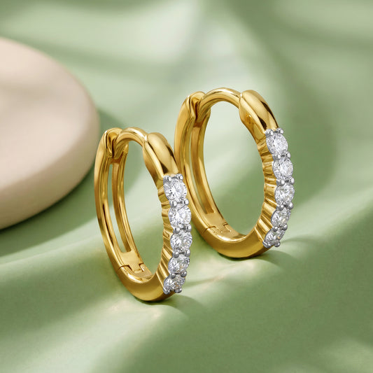 Gold Everloop Lab grown Diamond Huggie Earrings