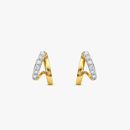 Gold Angled Bar Lab Grown Diamond Hoop Earrings