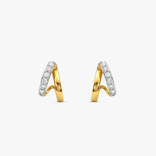 Gold Angled Bar Lab Grown Diamond Hoop Earrings