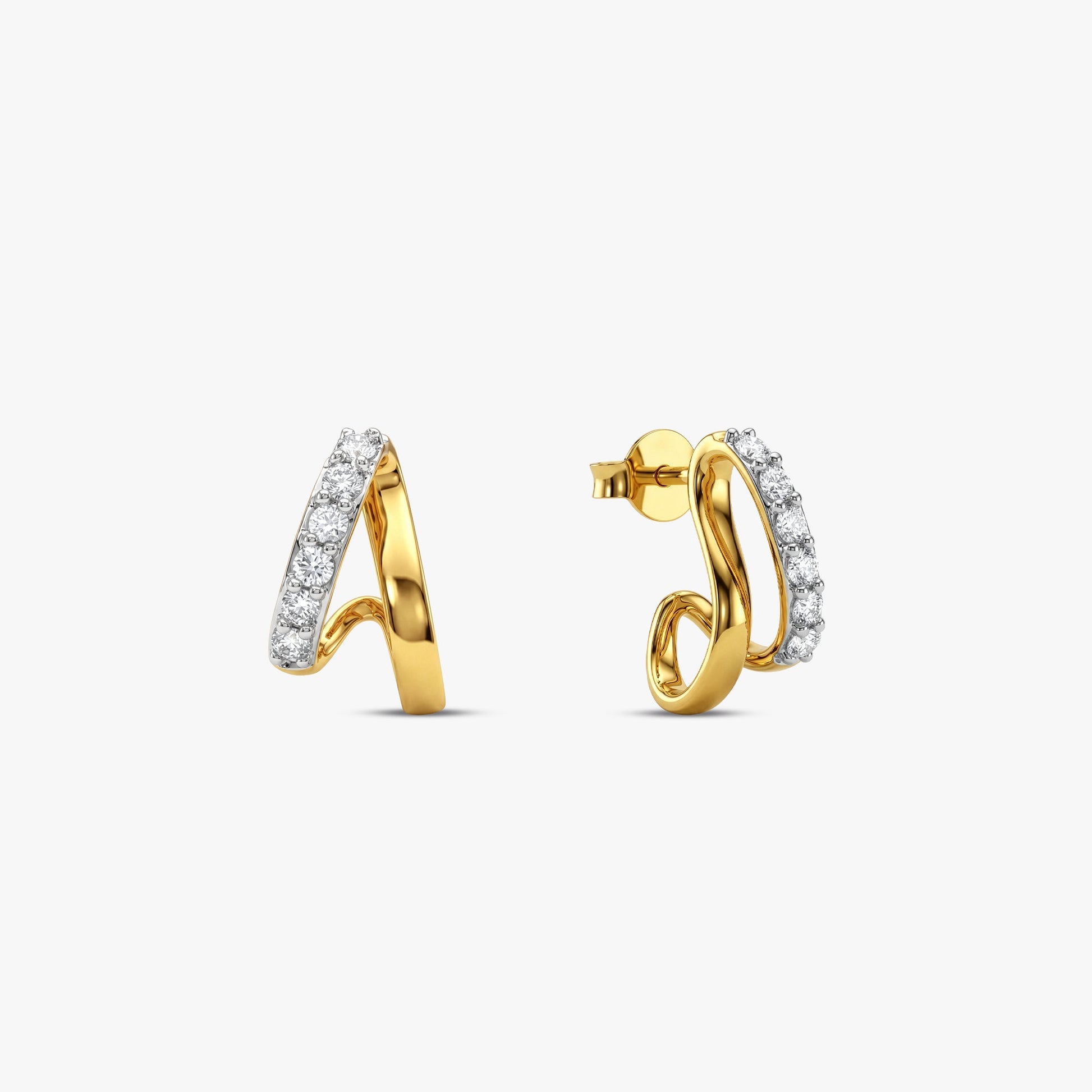 Gold Angled Bar Lab Grown Diamond Hoop Earrings