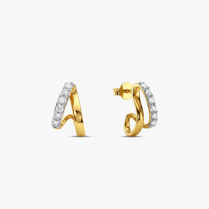 Gold Angled Bar Lab Grown Diamond Hoop Earrings