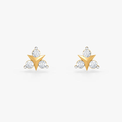Gold Ever Three Lab Grown Diamond Earrings