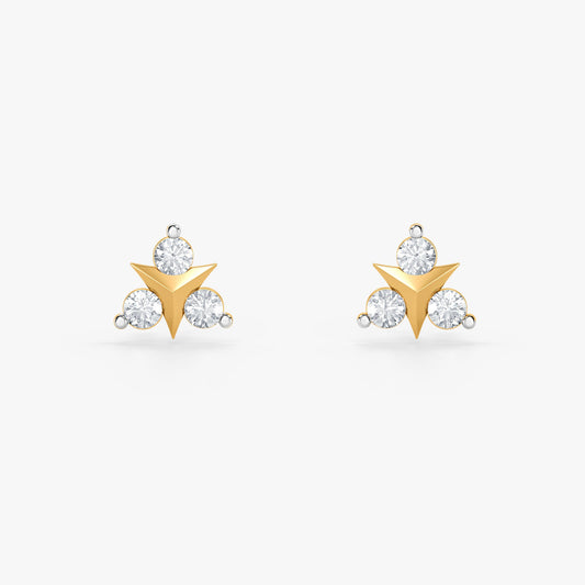 Gold Ever Three Lab Grown Diamond Earrings