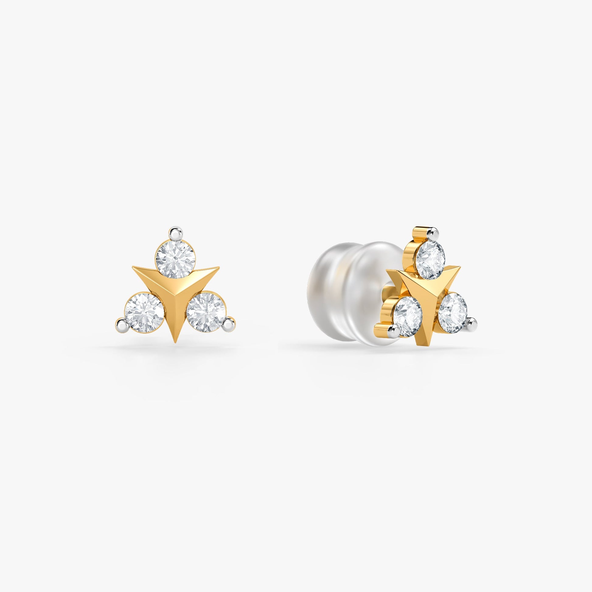 Gold Ever Three Lab Grown Diamond Earrings