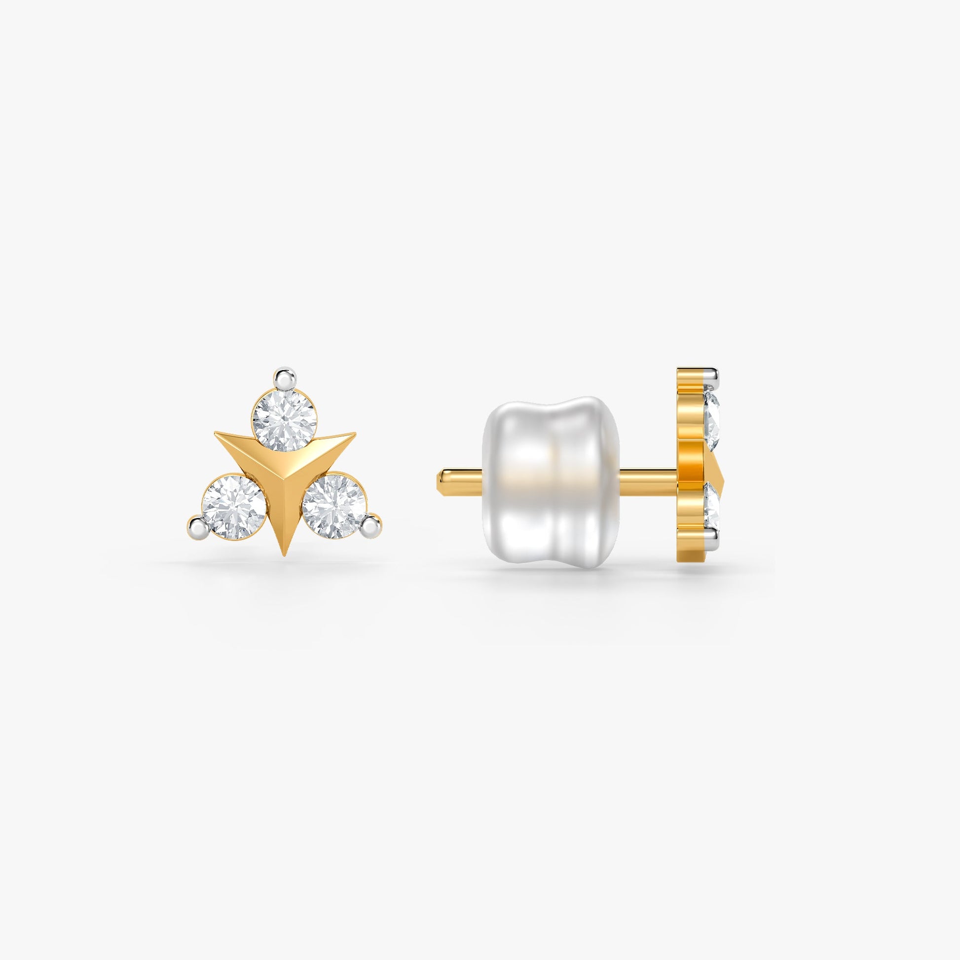 Gold Ever Three Lab Grown Diamond Earrings