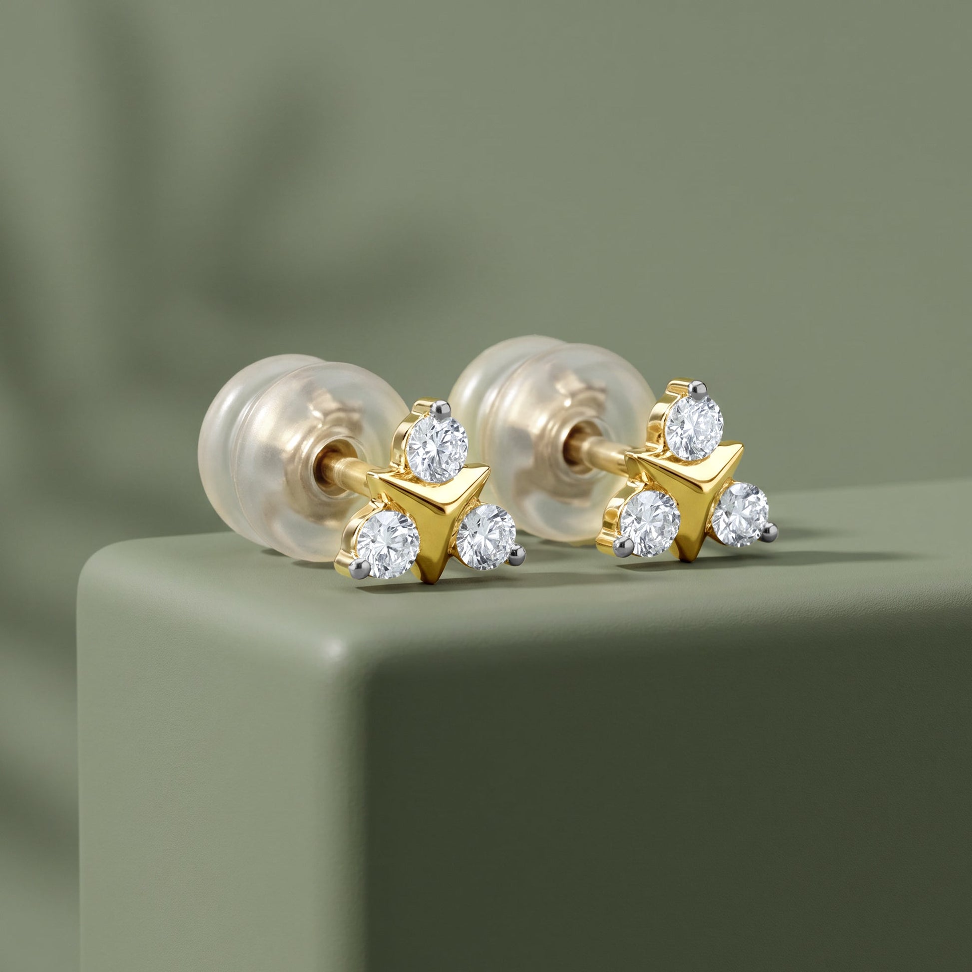Gold Ever Three Lab Grown Diamond Earrings