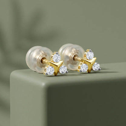 Gold Ever Three Lab Grown Diamond Earrings