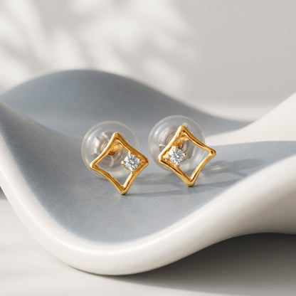 Gold Prism Lab Grown Diamond Stud Earrings