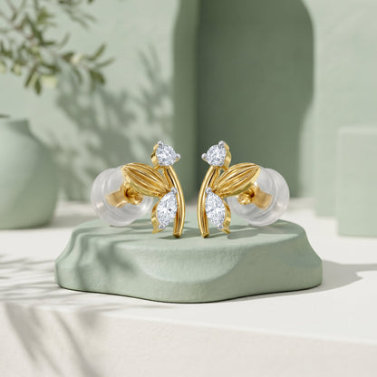 Gold Fancy Wings Lab Grown Diamond Earrings