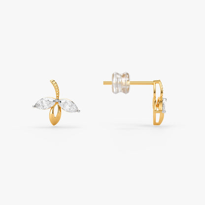 Gold Half Petals Lab Grown Diamond Earrings