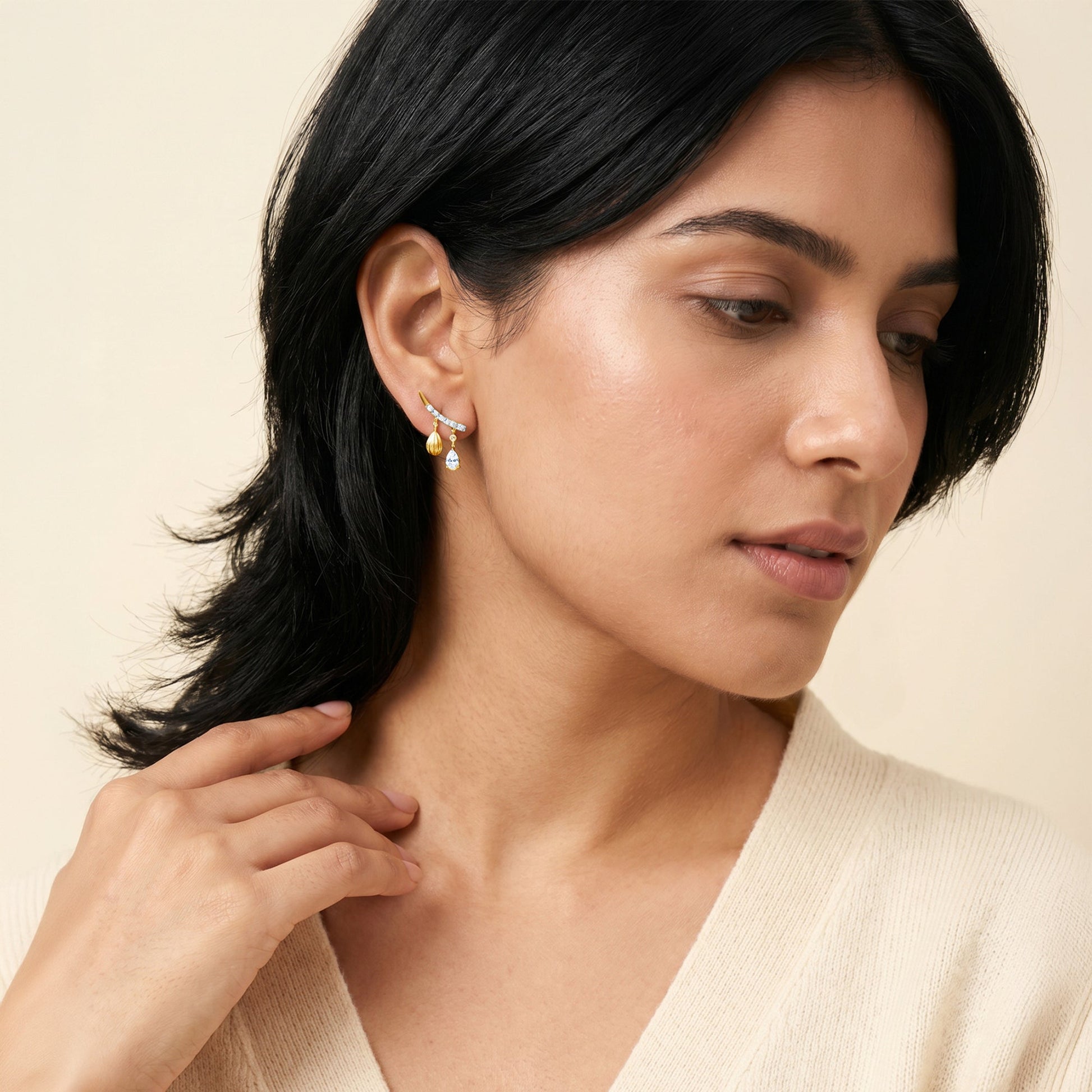Gold Fancy Drop Lab Grown Diamond Earrings