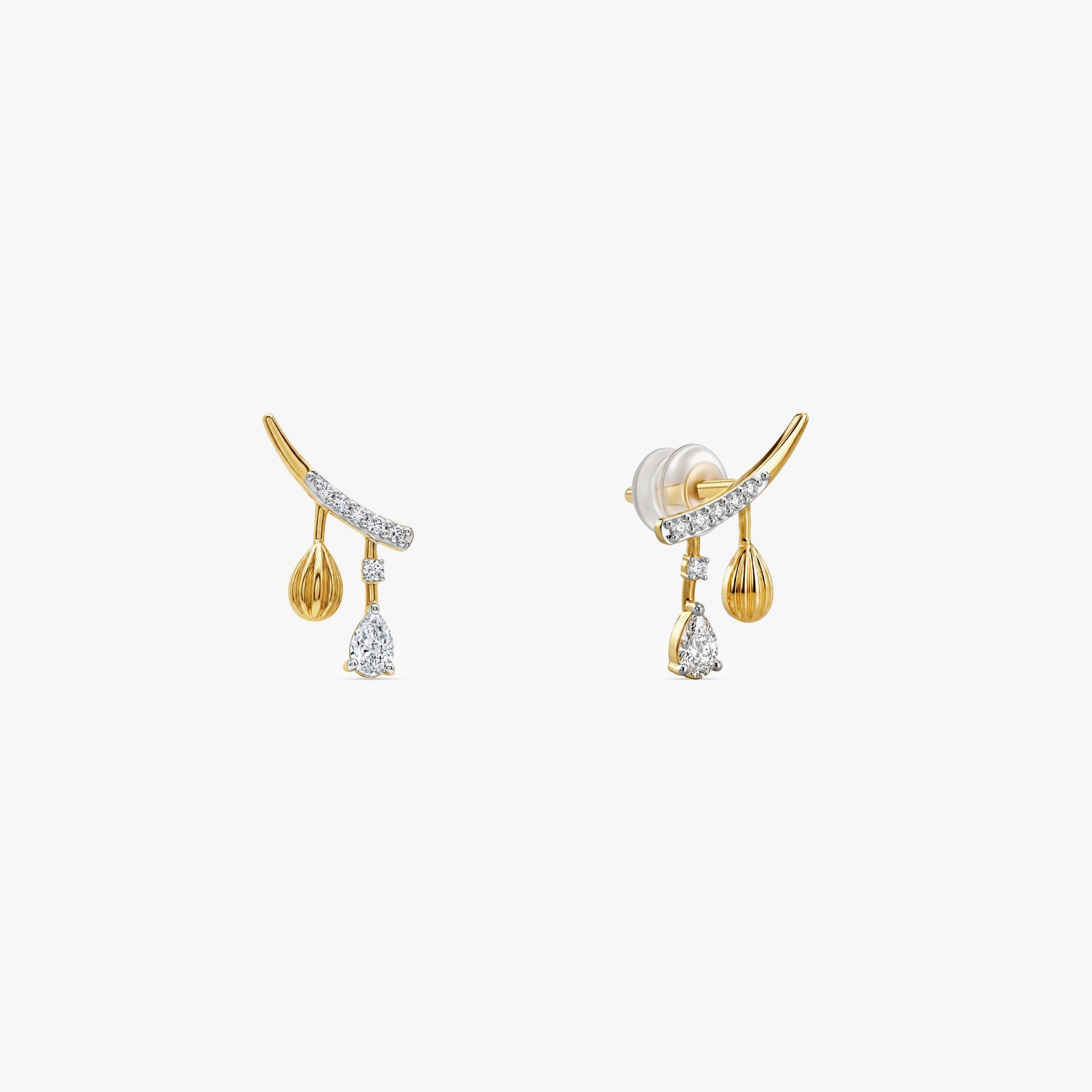 Gold Fancy Drop Lab Grown Diamond Earrings