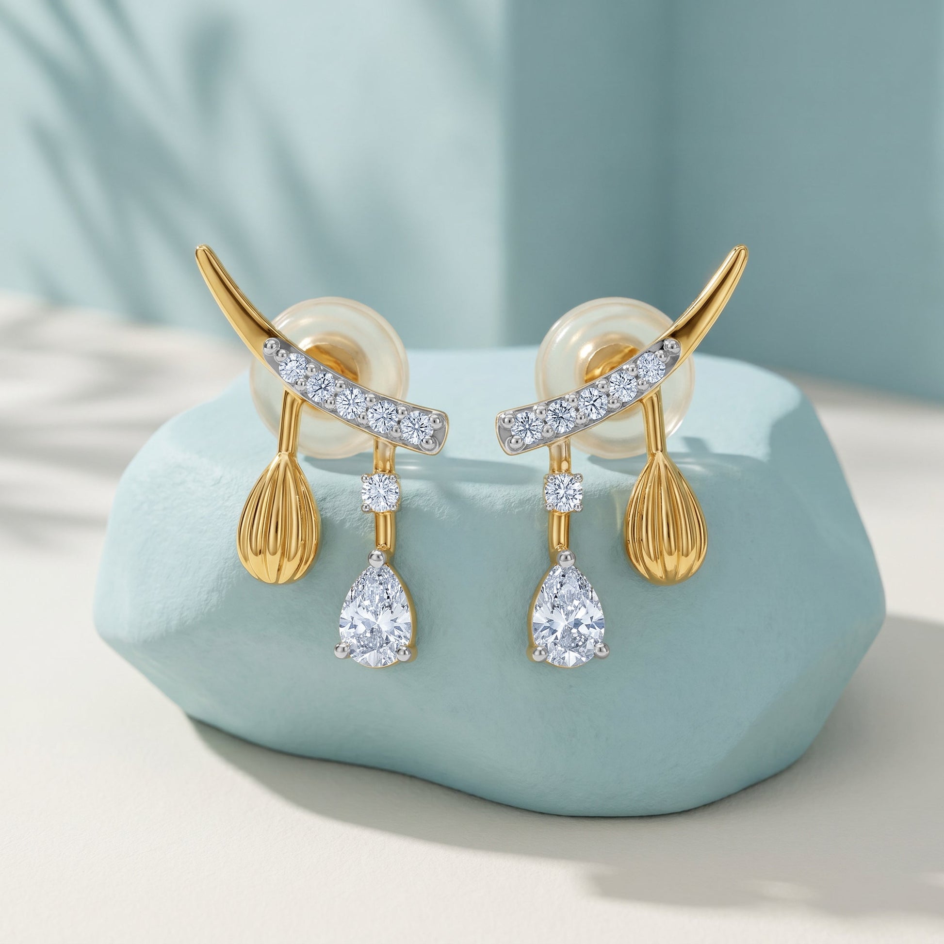 Gold Fancy Drop Lab Grown Diamond Earrings