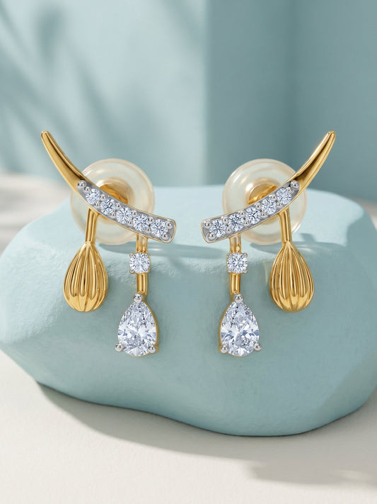 Gold Fancy Drop Lab Grown Diamond Earrings