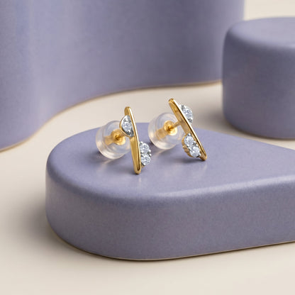 Gold Wavy Spark Lab Grown Diamond Earrings