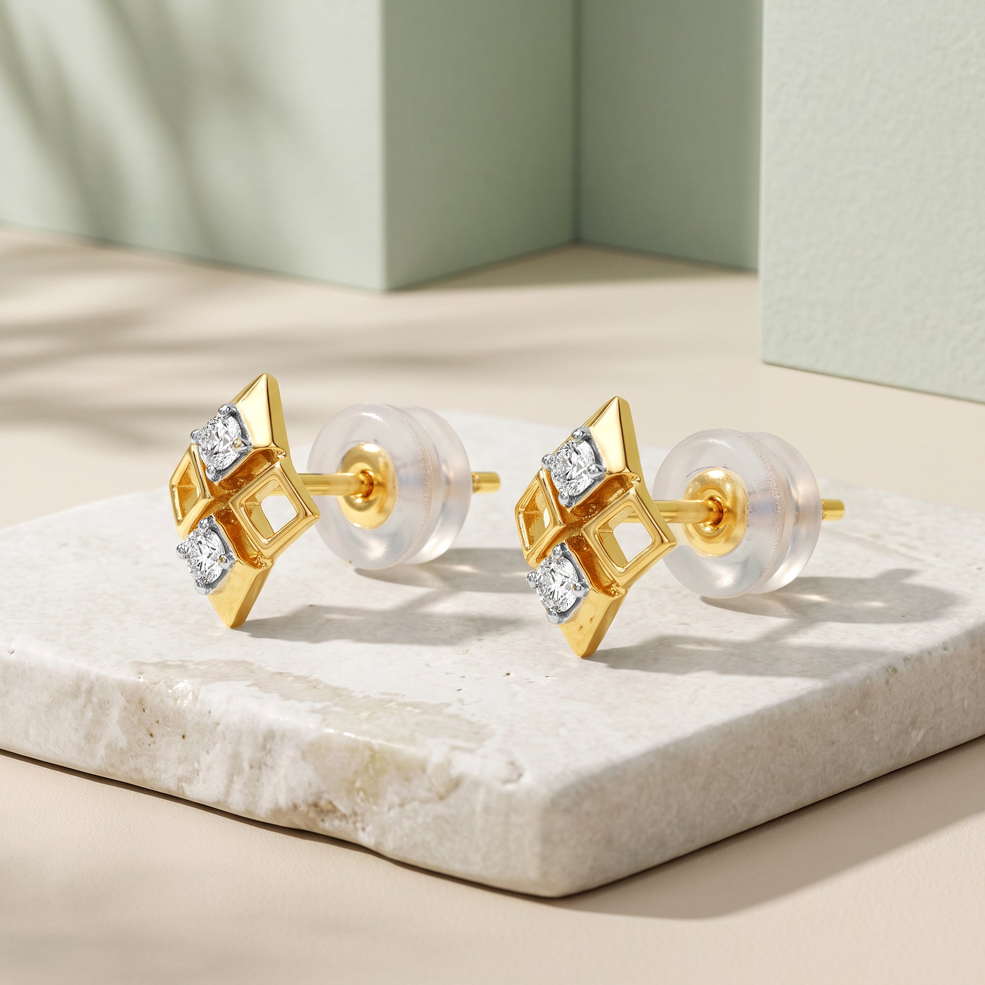 Gold Brilliant Cubic Lab Grown Diamond Studs