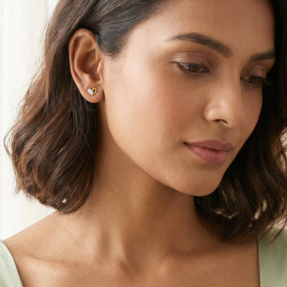Gold Love Beat Lab Grown Diamond Studs