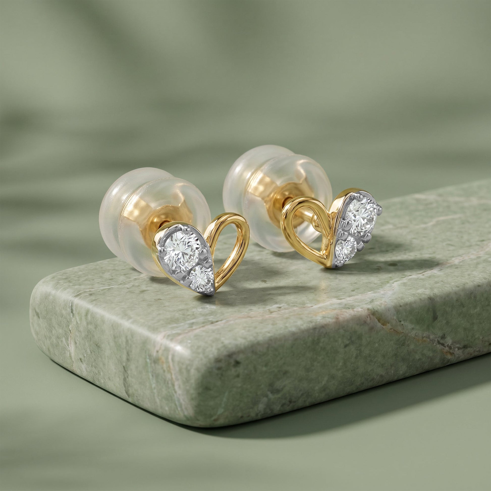Gold Love Beat Lab Grown Diamond Studs