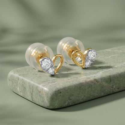 Gold Love Beat Lab Grown Diamond Studs