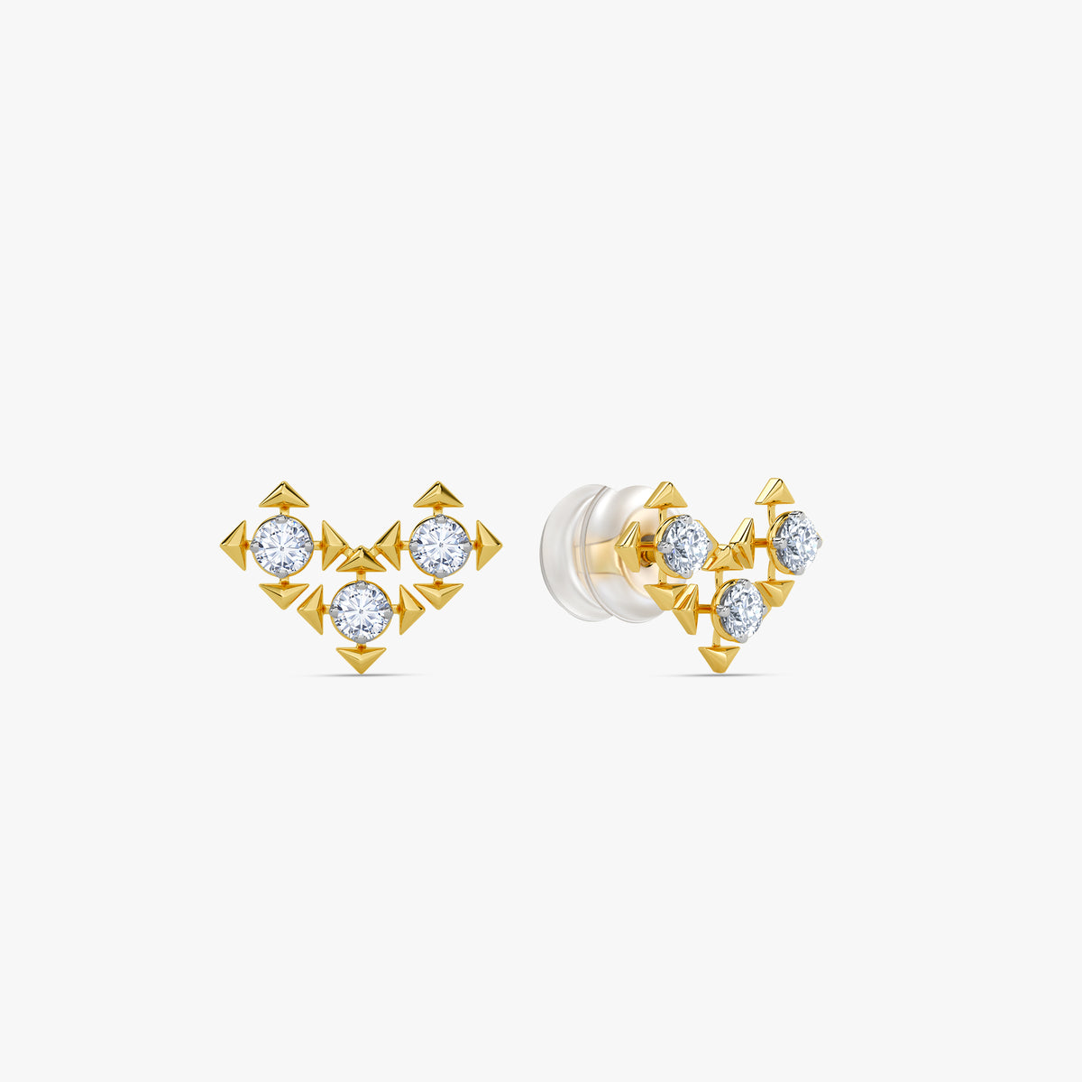 Gold Classic Shuriken Lab Grown Diamond Studs