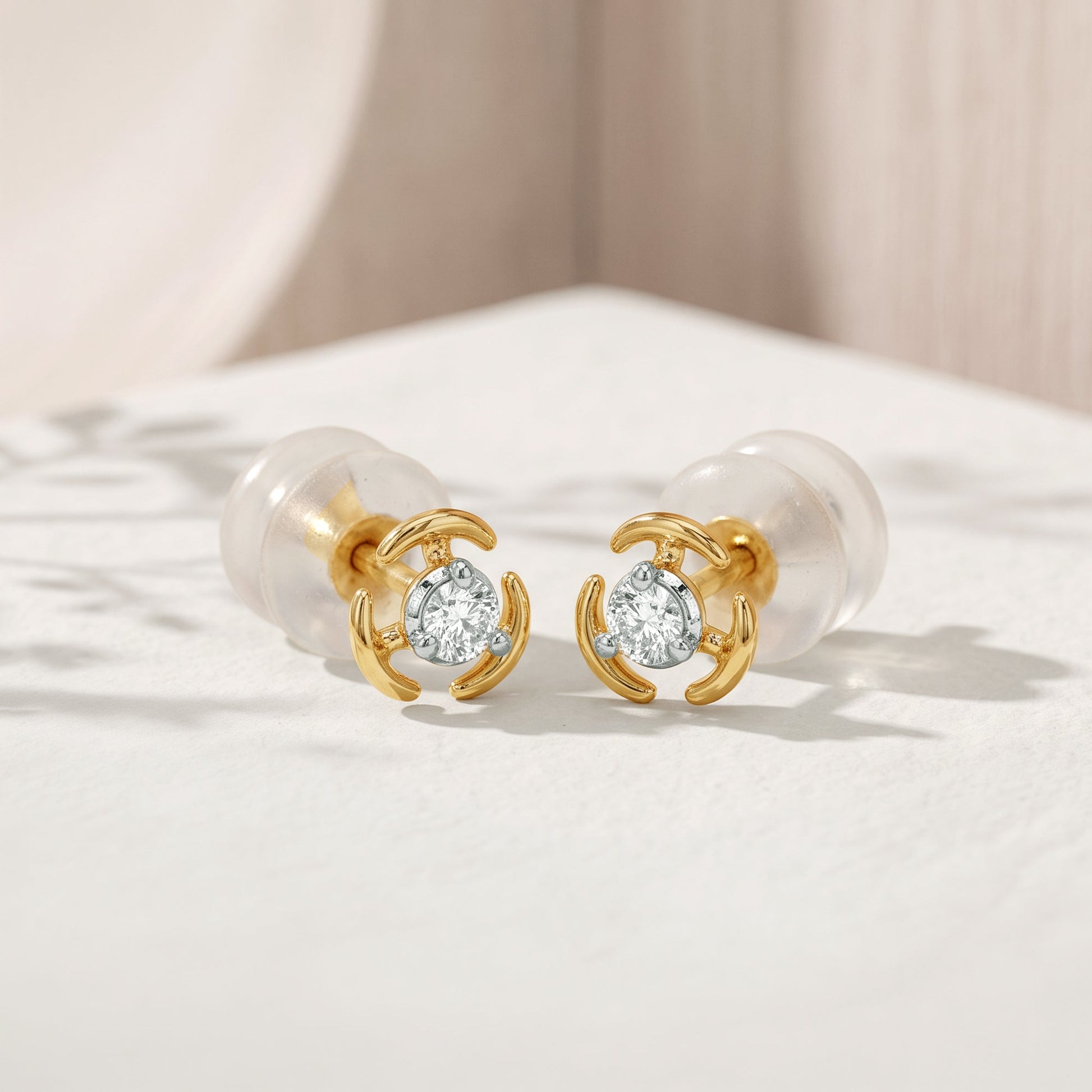 Gold Guarded Shine Lab Grown Diamond Studs