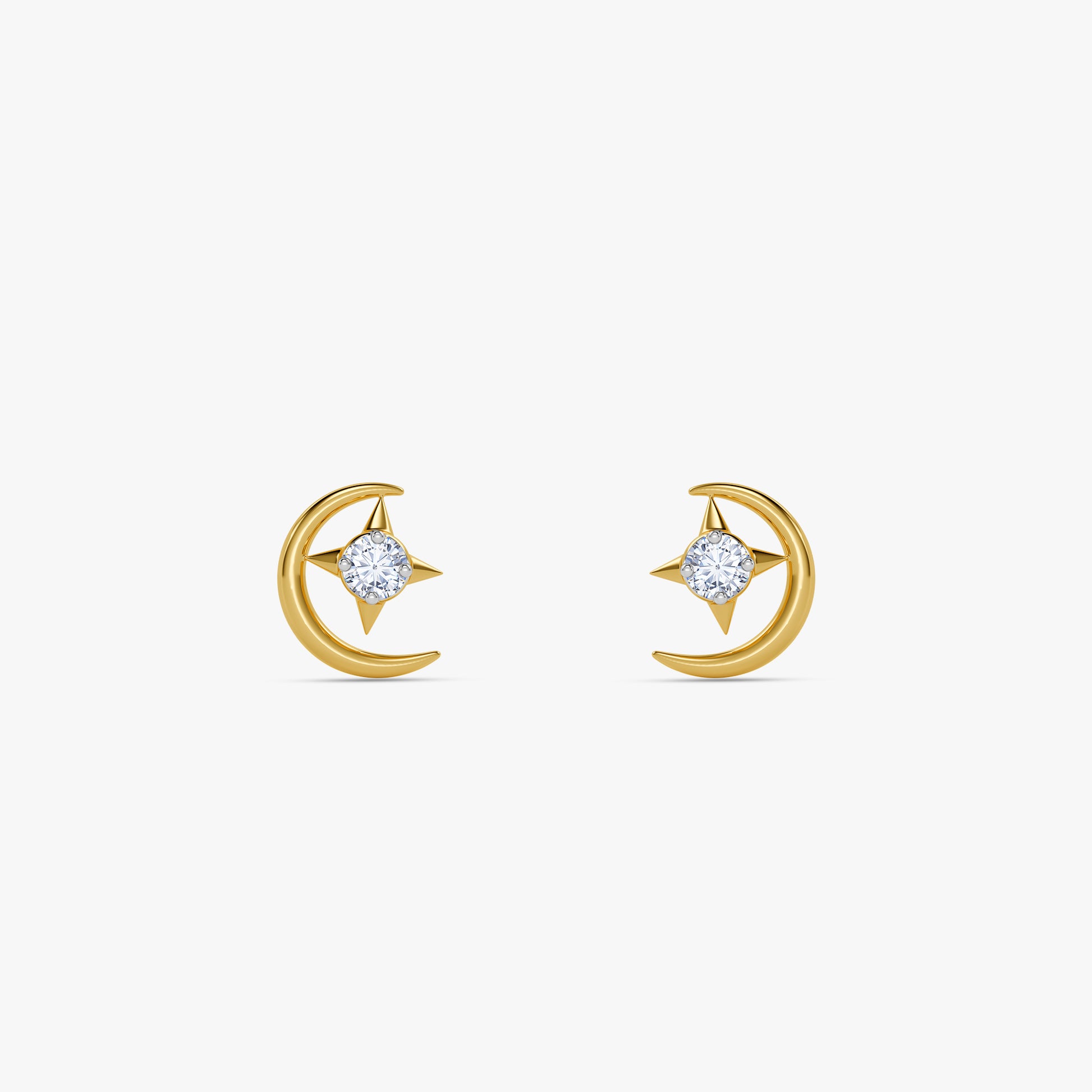 Gold Crescent Star Lab Grown Diamond Studs