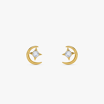 Gold Crescent Star Lab Grown Diamond Studs