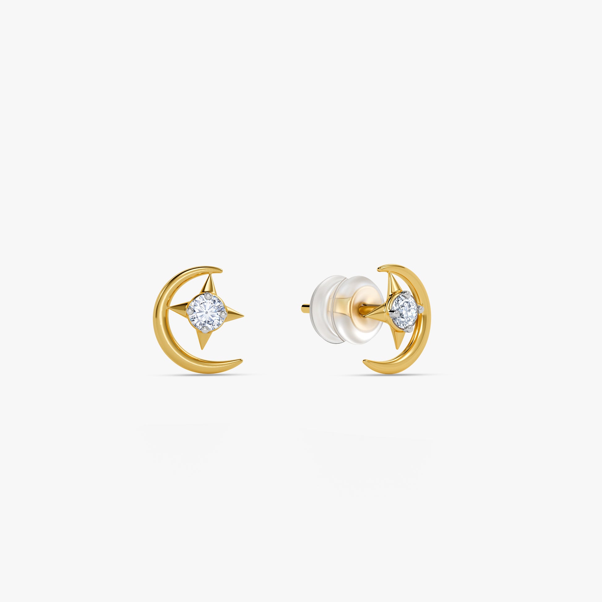 Gold Crescent Star Lab Grown Diamond Studs