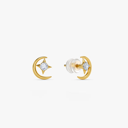 Gold Crescent Star Lab Grown Diamond Studs