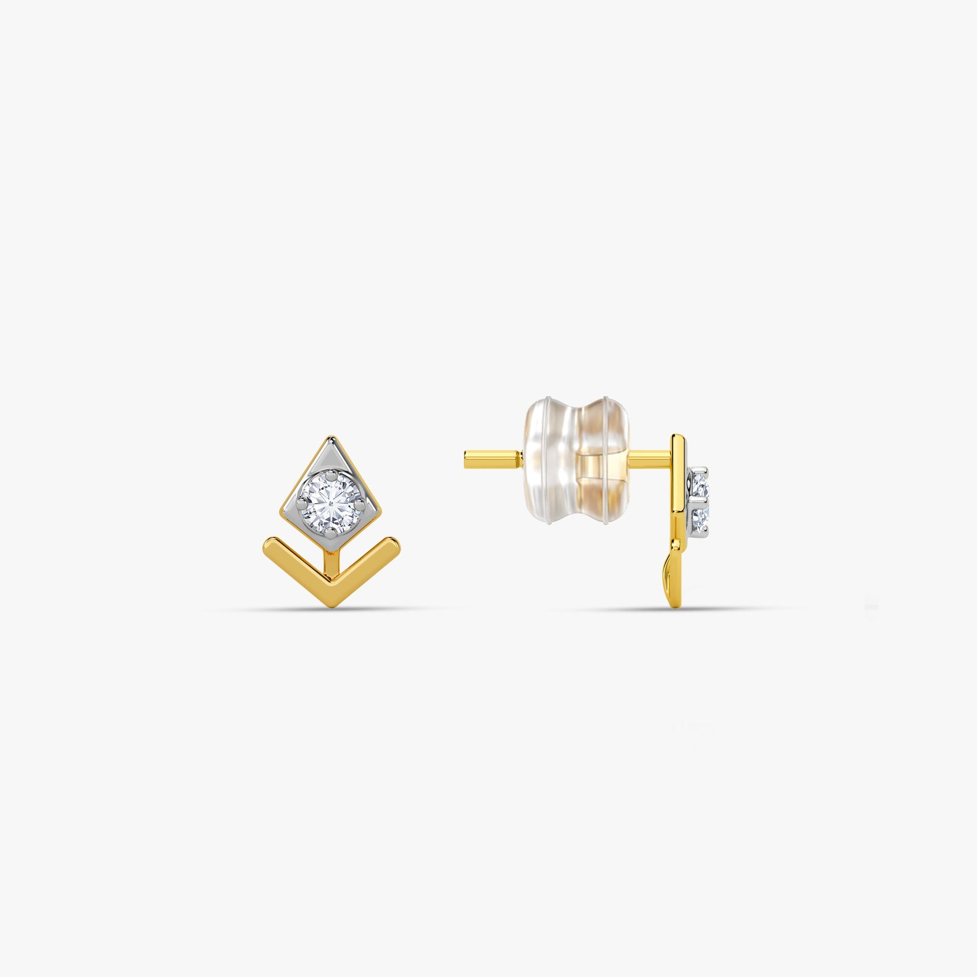 Gold Edgy Arrow Lab Grown Diamond Studs