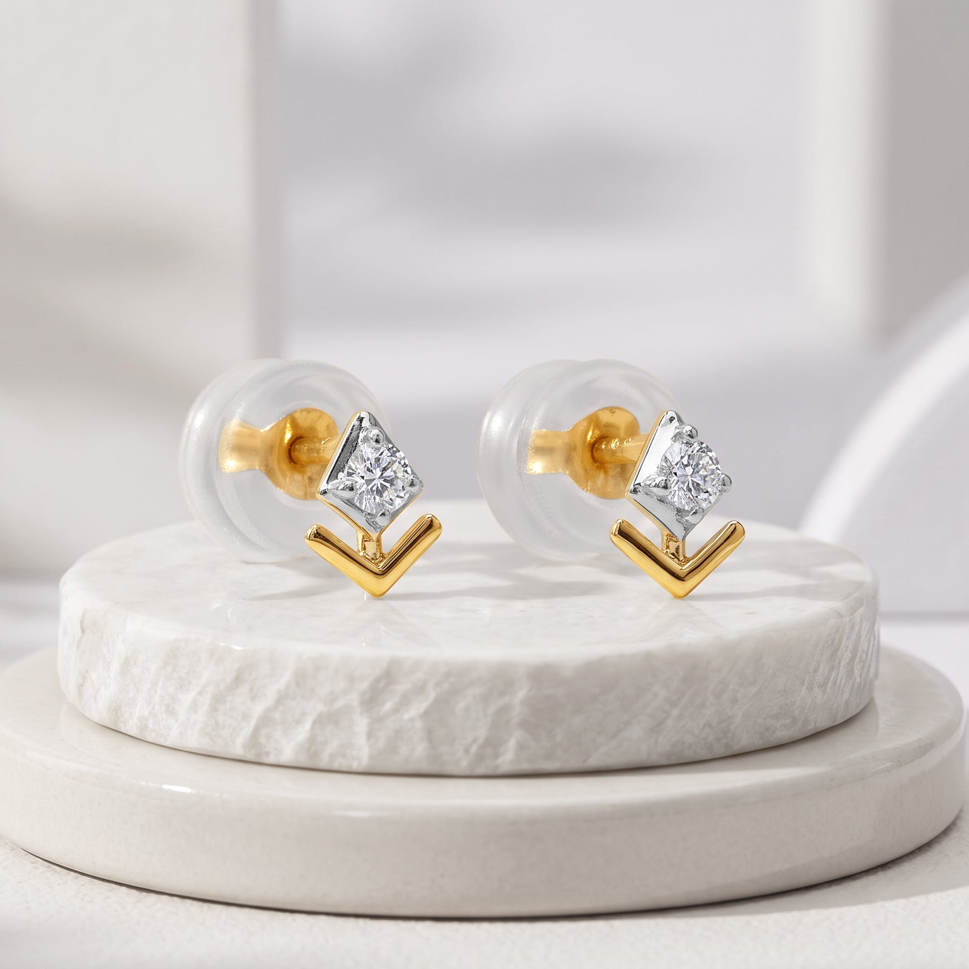 Gold Edgy Arrow Lab Grown Diamond Studs