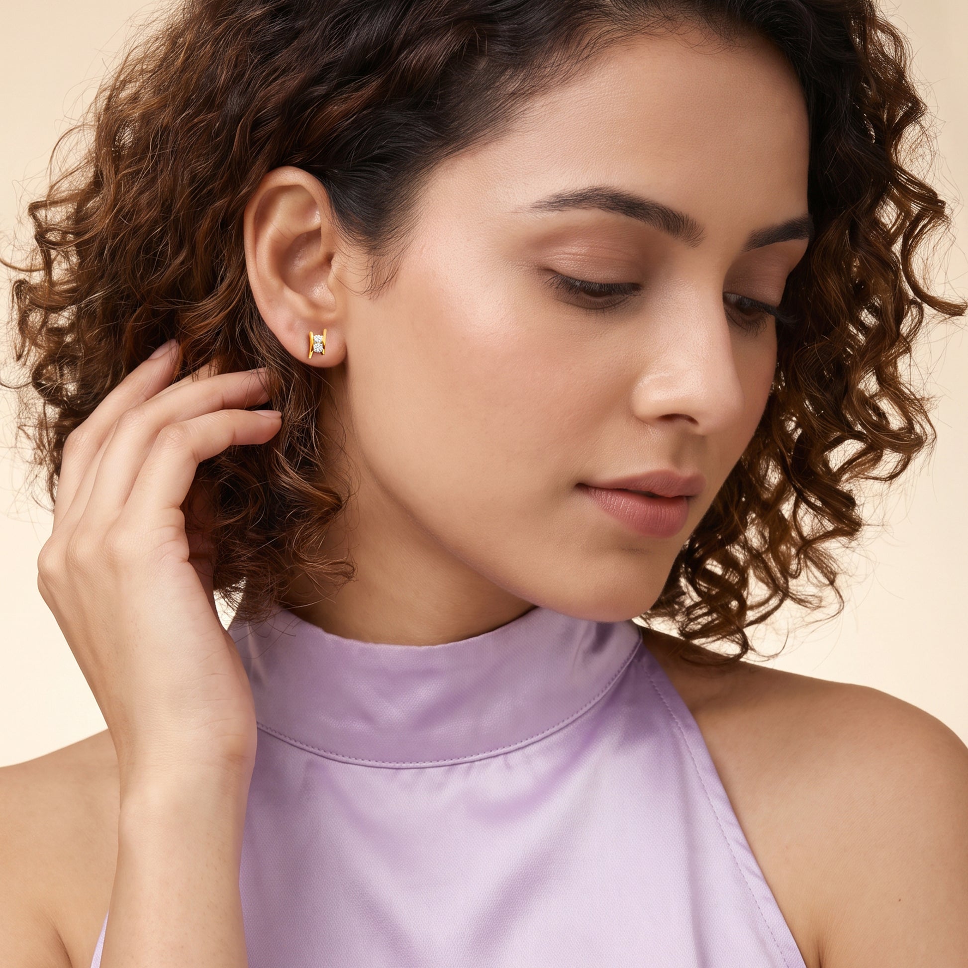 Gold Sculpted Spark Lab Grown Diamond Earrings