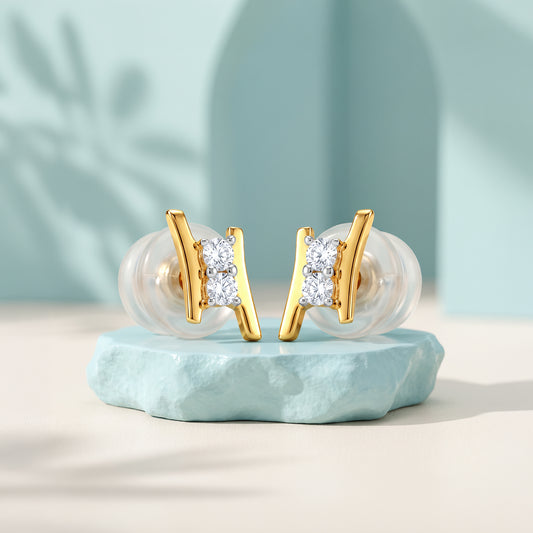 Gold Sculpted Spark Lab Grown Diamond Earrings