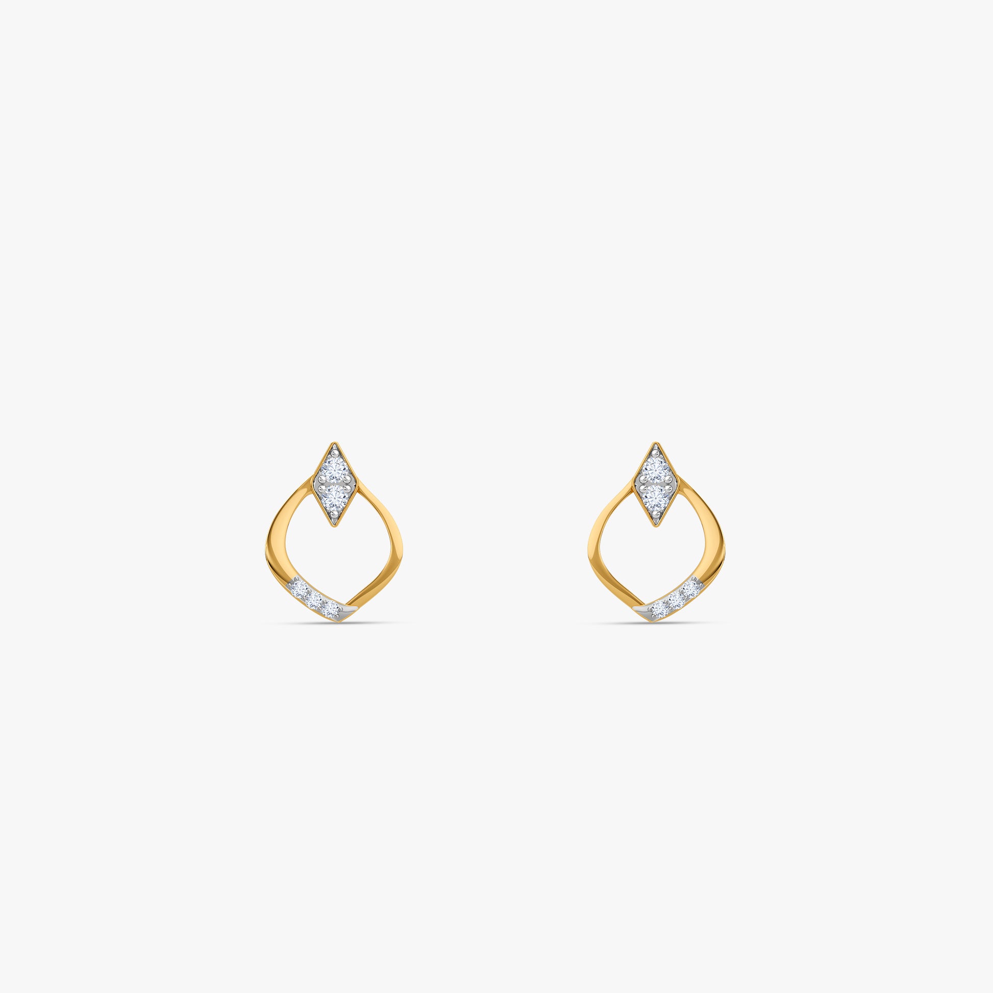 Gold Mandorla Lab Grown Diamond Earrings