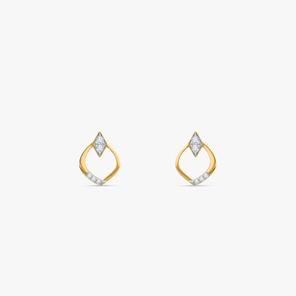 Gold Mandorla Lab Grown Diamond Earrings
