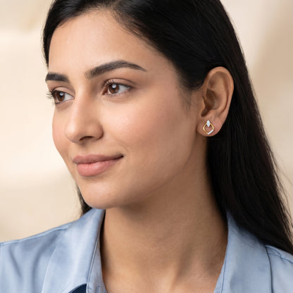 Gold Mandorla Lab Grown Diamond Earrings