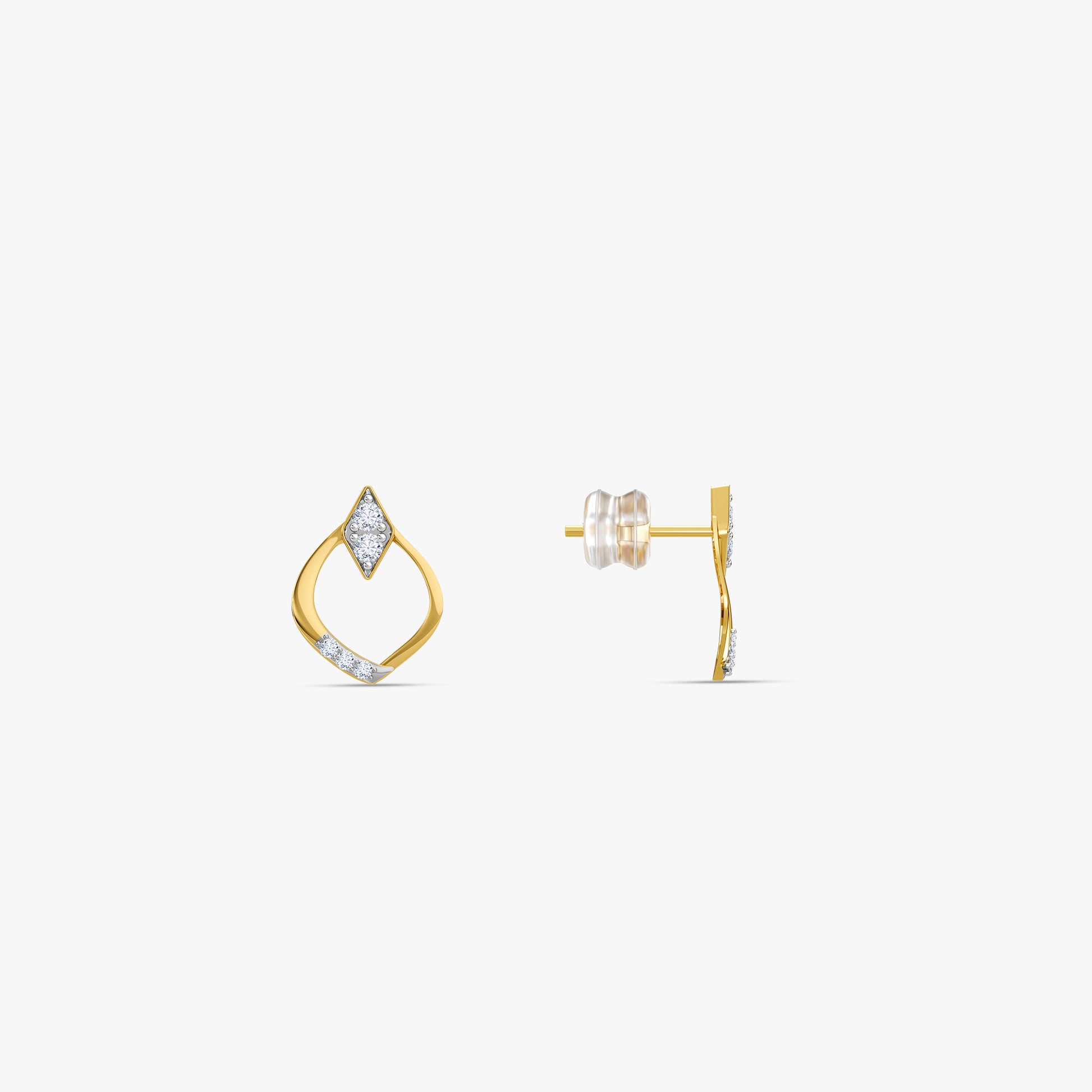 Gold Mandorla Lab Grown Diamond Earrings