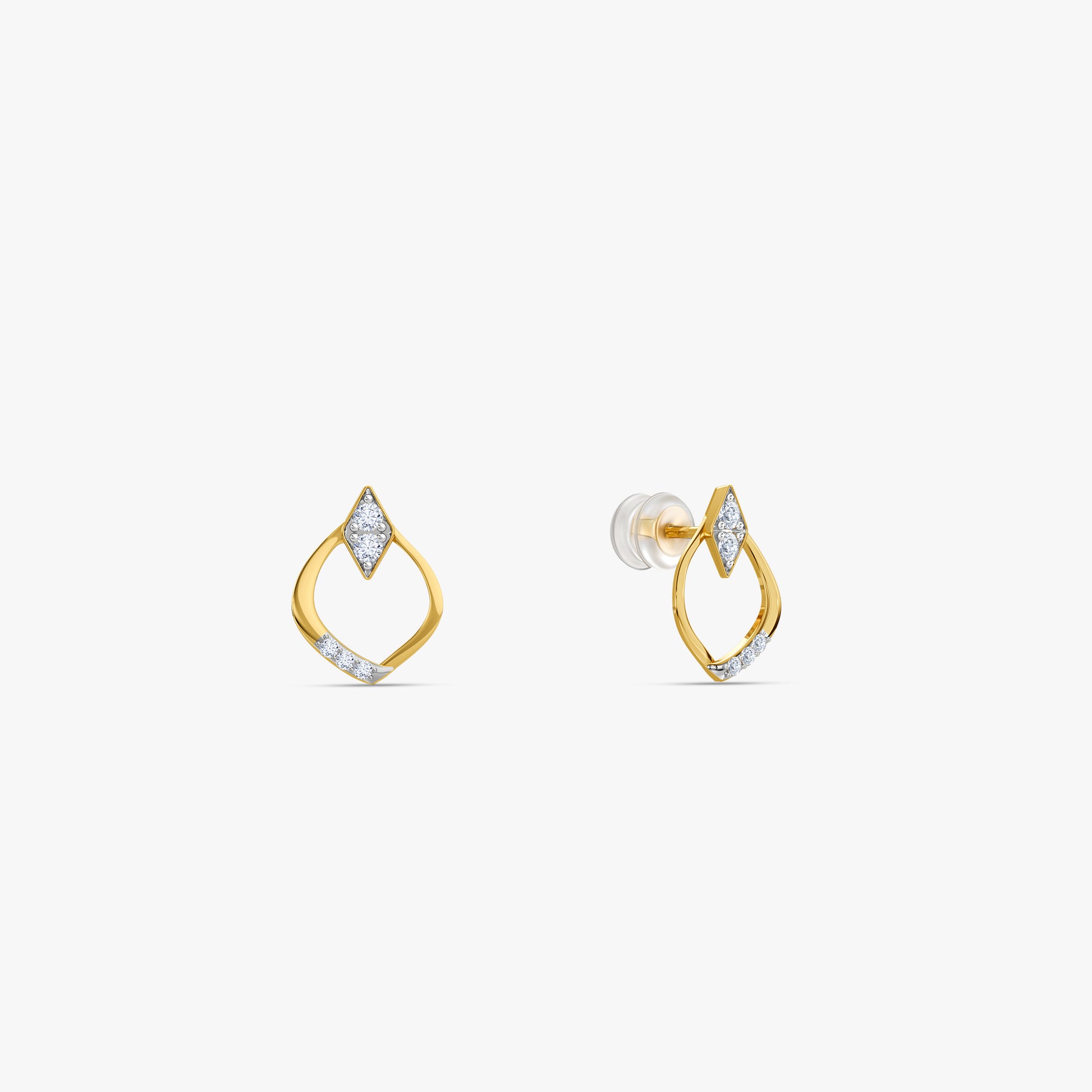 Gold Mandorla Lab Grown Diamond Earrings