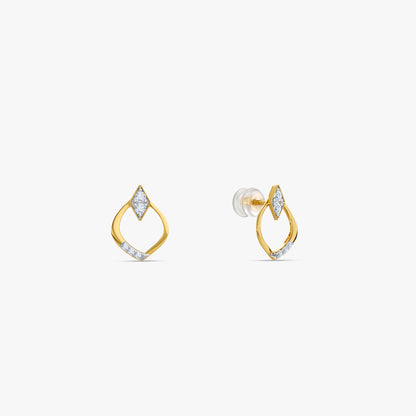 Gold Mandorla Lab Grown Diamond Earrings