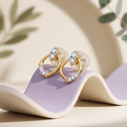 Gold Mandorla Lab Grown Diamond Earrings