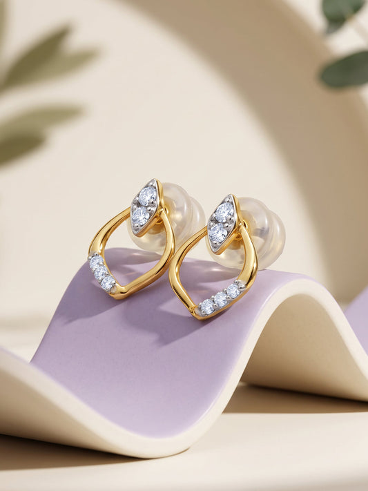 Gold Mandorla Lab Grown Diamond Earrings