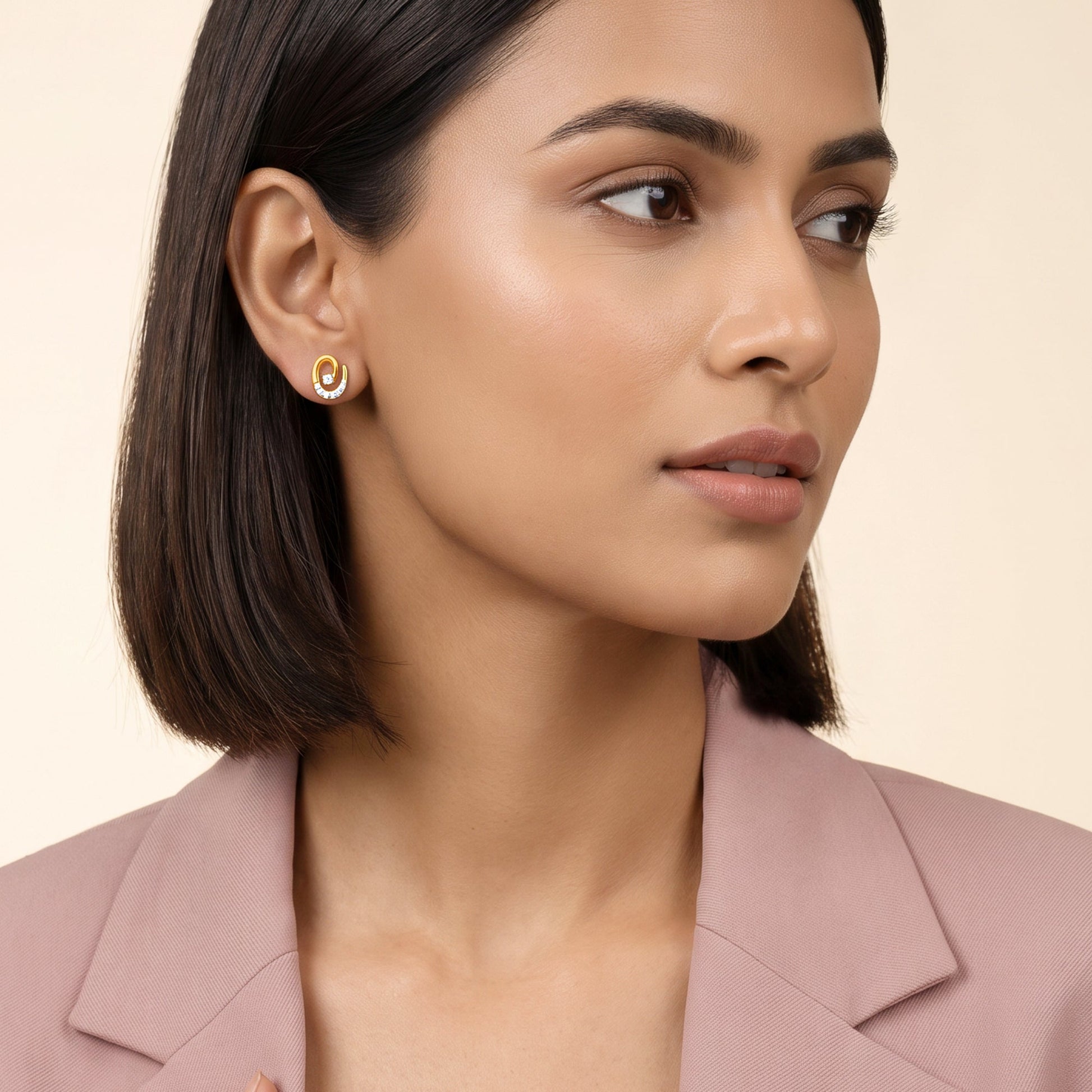 Gold Luminous Swirl Lab Grown Diamond Studs