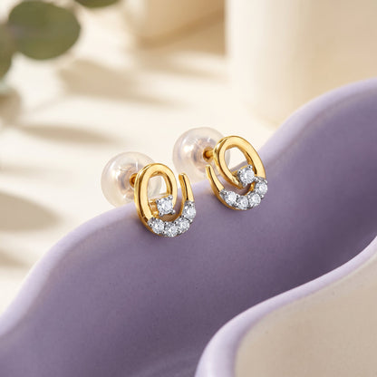 Gold Luminous Swirl Lab Grown Diamond Studs