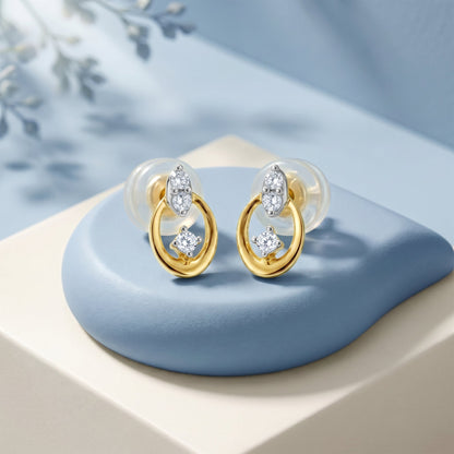 Gold Oval Spark Lab Grown Diamond Earrings
