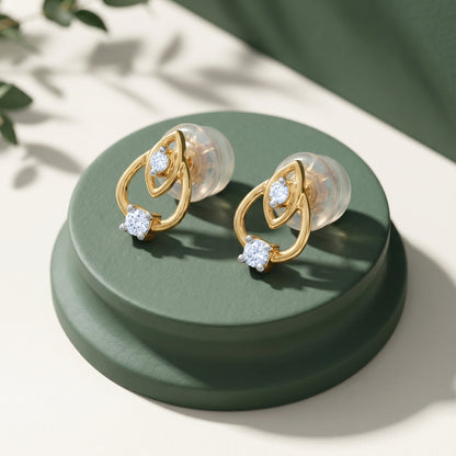Gold Dual Halo Lab Grown Diamond Earrings