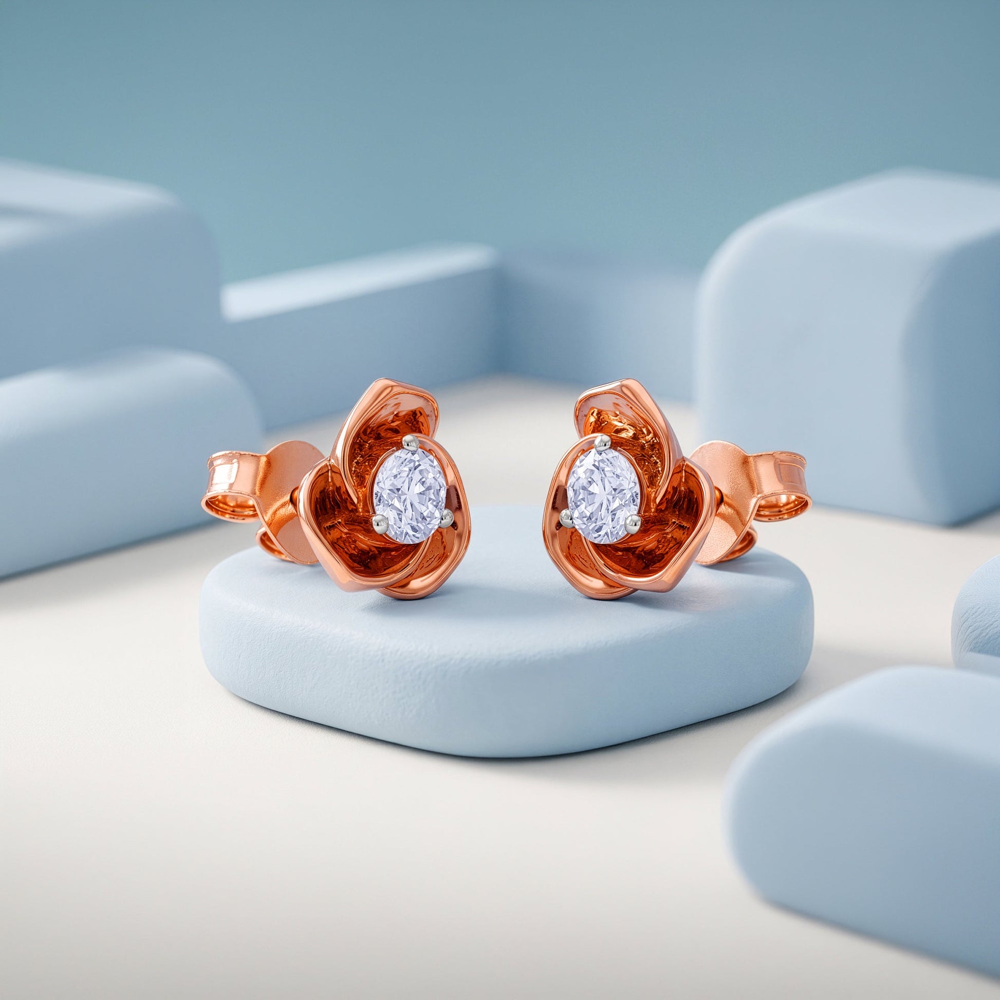 Rose Gold Velvet Lab Grown Diamond Earrings